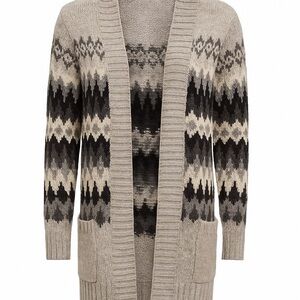 AMERICAN EAGLE Sweater‎ Small Grey Blue Chunky Cardigan Chevron Fair Isle Navy